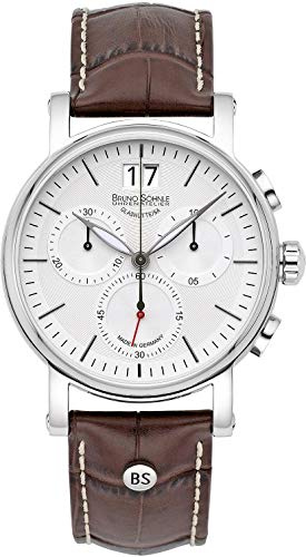 Bruno Söhnle 17-13164-247 Pesaro Chronograph Big Herren-Armbanduhr, Quarz, Edelstahlgehäuse, Saphirglas, Lederarmband, mit Faltschließe, 10 bar