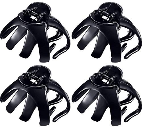 EXFEA 4 Stück Große Grip Octopus Klammer Spinne Haar Klaue Octopus Kiefer Haar Klaue Clips für Dickes Haar (8,5 cm, Schwarz)(Schwarz 8,5 cm)