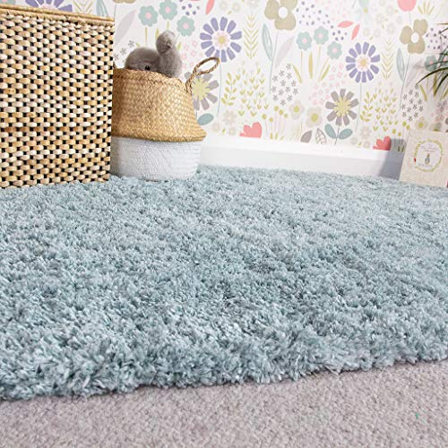 Luxury Fluffy Duck Egg Blue Shaggy Childrens Bedroom Rug Thick Plush Soft Teenage Room Durable Playroom Area Rugs