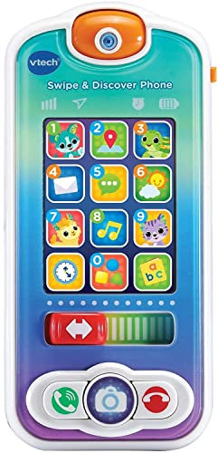 VTech Swipe & Discover Phone, Play Phone for Baby Girls & Boys, Interactive Toy with Lights and Sounds, Phone Toys for Babies, Learning Toy with Animals and Numbers, Ages 6 Months+, English Version