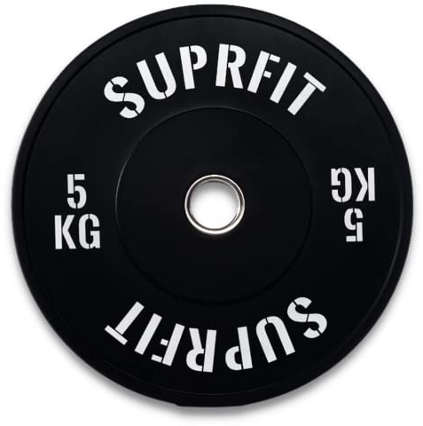 SUPRFIT Gummierte Fitness Bumper Plates 50 mm Gewichtsscheiben aus Vollgummigranulat - Gewicht: 5-25kg