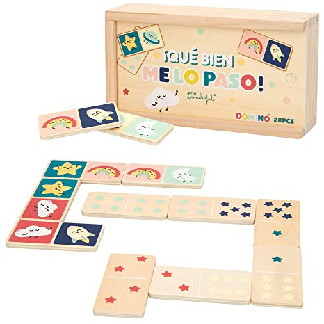 WOOMAX – Domino-stenar för barn, Mr Wonderful, kognitiva stimuleringsspel, klassiska bordsspel, 24 månader