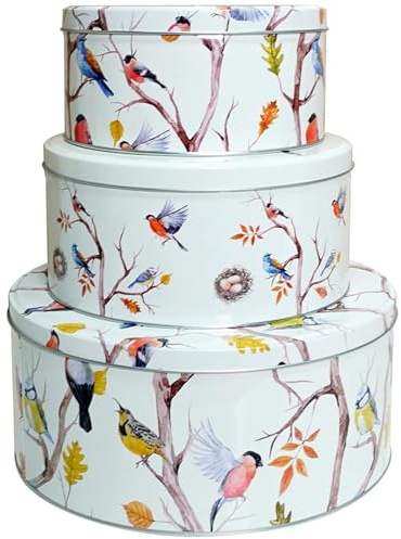 SiXsigma Sports Set of 3 Round Nesting Cake Storage Tins - Airtight Containers for Cakes, Biscuits & Sweets in Large, Medium & Small Sizes - Ideal Mothers Day Gifts & Baking Lovers (MT-B-CTS)