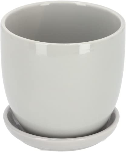 KOTARBAU® Keramik Blumentopf Übertopf für Blumen Pflanzen ⌀ 20 cm mit Tropfschale Grau