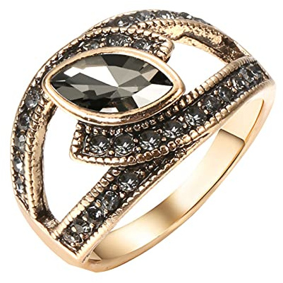 Damen Goldring Tag Antik kann auch als Mutter Farbe groß ein Geschenk Vintage Ring Hochzeit Ihres Schmucks Kristall Hochzeit Ethnisch Gold Senden Boho Steinringe für Frauen Mutter Braut, B,