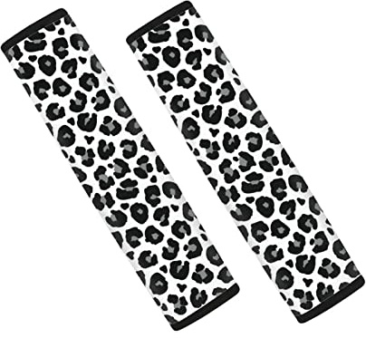 Wanyint Almohadilla de hombro para cinturón de seguridad de coche con estampado de leopardo gris blanco para adultos y niños Cubierta de hombro para mujeres y hombres, ajuste universal, SUV,