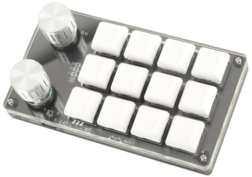 Bewinner Mini 12 Key Keypad Mechanical Keyboard, RGB Multifunction DIY Programmable Keypad, One Handed Macro Mechanical with Adjustment Knob for Office Gaming Lab(White)