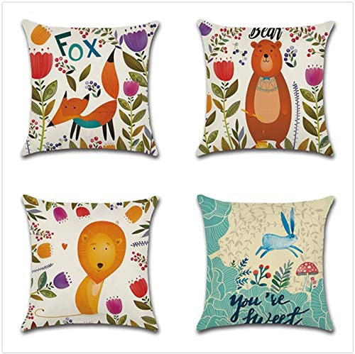 Kissenbezug 30x30cm 4er SetBoho Wohnzimmer Outdoor Deko, Schlafzimmer Zimmer Dekor Kissenhülle Kissenbezüge mit Verstecktem Reißverschluss, Couchkissen, Sofakissen Weinachten Süße Tiere