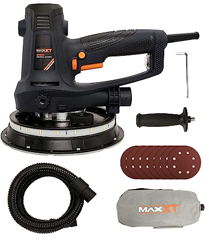 MAXXT 810W Ponceuse à main pour cloisons sèches, électrique, pour murs, vitesse variable 1500-2800RPM, aspiration réglable, ponçage grossier et fin, auto-extraction de la poussière