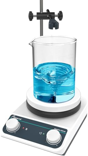 JOANLAB HS5 Agitateur Magnétique Chauffant 260°C 200-1500RPM 3L Rond | Chauffage céramique rond uniforme, moteur silencieux, doubles molettes, anti-surchauffe, compact