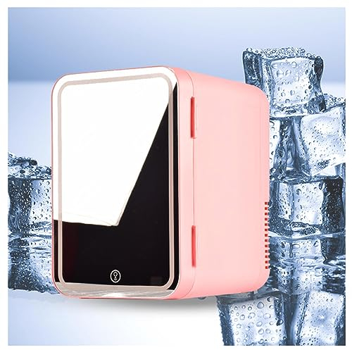HAZARA RéFrigéRateur De Beauté avec Miroir, 8L,avec Miroir De Courtoisie LED Mini Frigo Pas Cher, Voiture,Maison,Chaud Et Froid 2 en 1 Petit Frigo Pas Cher, Meilleur Cadeau pour Les Femmes,Pink