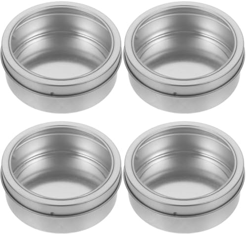 DOITOOL 4Pcs Magnetische Aufbewahrungsdosen - Kleine Metalldose für Kühlschrank mit Sichtfenster - Runde Organizer Behälter für Büroklammern, Bastelbedarf & Kleinteile - Platzsparende Wanddosen