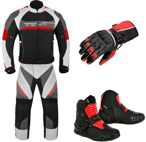 Inflori Motorbike Suit for Men Motorcycle waterproof suit Cordura Jacket with Trouser and Boots CE Approved Protective Armoured