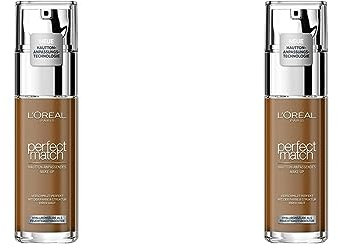 L'Oréal Paris Make up, Flüssige Foundation mit Hyaluron und Aloe Vera, Perfect Match Make-Up, Nr. 9.5.D/9.5.W Mahogany, 30 ml (Packung mit 2)