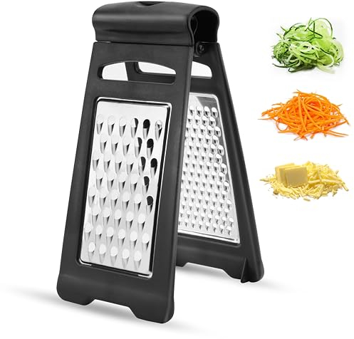 Gemüsereibe aus Edelstahl Faltbarer Reibe Käsereibe Küchenreibe Hand Kartoffelreibe mit extra scharfen Klingen Kartoffelreibe mit 2 Schneideflächen Geeignet für Kartoffeln Käse Obst