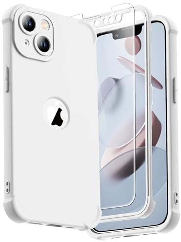 ORETECH Shockproof Case for iPhone 13 Mini Case, with [2 x Tempered Glass Screen Protector] [Camera Protection] [Military Grade Protective] Thin Slim Fit Bumper iPhone 13 mini Phone Case - White