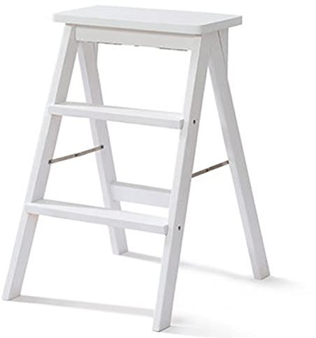 ACLips Klappbarer Tritthocker, Tritthocker, klappbarer 3-Stufen-Hocker für Erwachsene/Senioren, tragbare Trittleiter aus Holz für Küche/Schlafzimmer, maximale Belastung 150 kg
