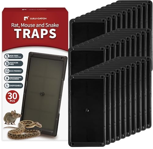 LULUCATCH Super Glue Traps 30 Pack for Mice & Snakes, Larger, Heavier Sticky Traps with Non-Toxic Glue. Sticky Mouse Traps Indoor, Easy to Set, Pet Safe Pest Control
