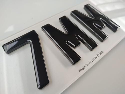 4D Gel 7MM Black Domed Number Plate Letters - 6, 7, 12, 14 Digits - Self Stick On 4D GEL Single Charles Wright (6)
