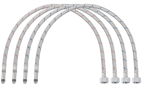 QUARKZMAN 24 Zoll langer Wasserhahn-Zulaufschlauch, 4 Stück G1/2 weibliches Kompressionsgewinde x M10 männlicher Anschluss, geflochtener 304 Edelstahl-Wasserzulaufschlauch