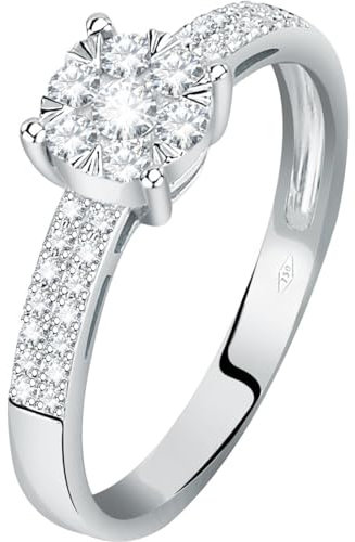 CHRIST Damen-Damenring 585er Weißgold 1 Diamant 52, Weißgold 32027738