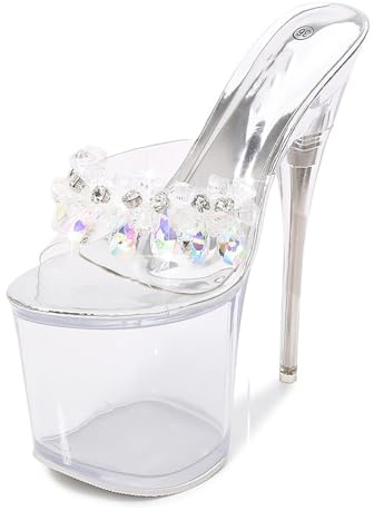 Transparente Plateausandalen für Damen, sexy High Heels für den Alltag bei Partys – 20 cm hohe Absätze – Pole Dance-Schuhe für Halloween-Partys
