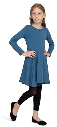 LORES Leggings de 7/8 de Largo para niñas Pantalones Elegantes sin pies a la Moda para niños Deportivos Ballet Yoga Gimnasia Falda Vestido Alice, Nero 122/128 cm (7/8 años)