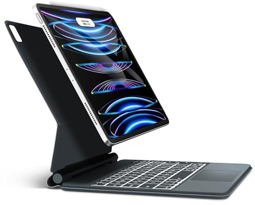 WINCHKING Magic Keyboard for iPad Air 13 M4 2026/M3 2025/M2 2024, Multi-Trackpad Teclado para iPad Pro de 12,9 pulgadas (3ª 4ª 5ª 6ª generación), teclado Bluetooth retroiluminado con diseño Qwertz