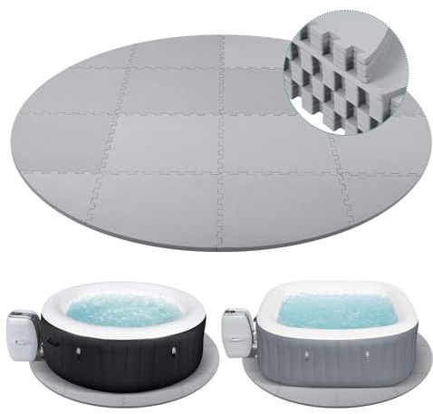tonchean Alfombrilla redonda de 77 pulgadas para bañera de hidromasaje inflable, base para bañera de hidromasaje para bañera inflable, acolchado de espuma EVA gruesa de 1/2 pulgada para jacuzzis al