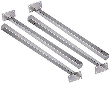XCKJYDCDB 4 Stück Edelstahl Regalhalterungen Industrielle Regalwinkel Schwerlast Regalträger Quadratische Rohre Wandkonsole, mit Schraube,Silber (500mm/19.7in)
