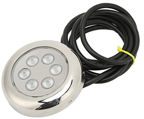 Locadence Marine Unterwasserlicht, 3,5 Zoll Unterwasserlicht 12 V 24 VDC, 6 LED Kristalllampenperlen, Runde Unterwasser Bootslichter für Yacht Marineboote (Weißes Licht)