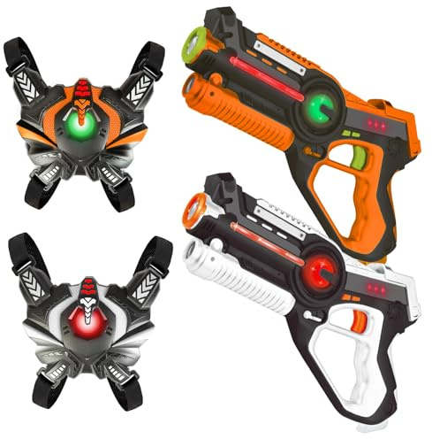 FORHISHER Set di 2 Laser Tag Con Gilet, Pistole Laser Game per Bambini Adolescenti Adulti Divertimento di Gruppo di Famiglia, Giocattoli Laser Tag Set di 2 Giocatori per Ragazzi 6 7 8 9 10 11 12 Anni
