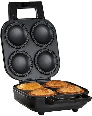 Cooks Professional Deep Fill Pie Maker with Crimping Edge, Spatula & Pastry Cutter | 4-Pie Capacity | Perfect for Savory, Fruit, Meat & Veg Homemade Pies | Non-Stick Plates for Easy Use & Cleanup