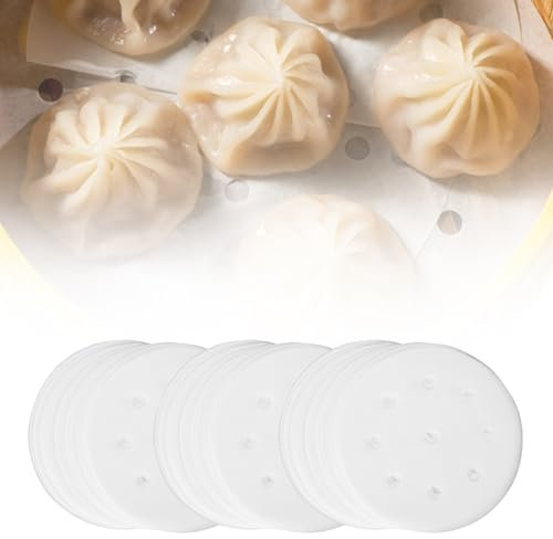YQQYG 300 PCS Steamer Paper, Bamboo Steamer Liners for Steamed Buns Dumplings Baking White Anti-Stick