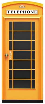 Türfolie Selbstklebend 3D Türaufkleber Telefonzelle Gelb Türtapete Selbstklebend Türposter 77X200 cm Türverkleidung Türtattoo Poster Abnehmbar Fototapete für Wohnzimmer Schlafzimmer Küche Bad -MT1176