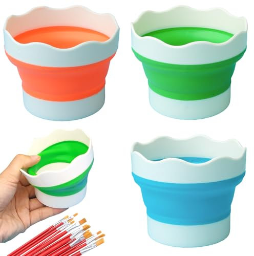 Yistoi Cepillo Pintura Plegable Vaso, Cubeta Enjuagadorade Pinceles Pintar Acuarela, Lavadora de Pinceles Plegable Portátil Vaso Plegable para Pintura, para Acuarelas, Acrílicos y Óleos