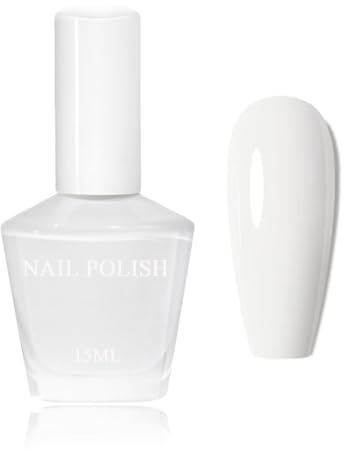 15ML Nagellack Weiß, Einheitlicher Nagellack mit cremigem Finish, Glossy Schnelltrocknender Einfarbiger Langanhaltend ungiftiger Nail Polish für Nail Art Maniküre zu Haus(Weiß)
