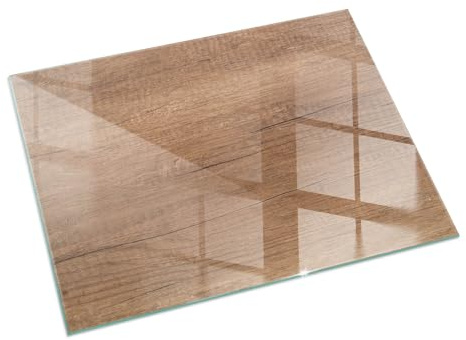 Kamin Bodenplatte Glas 60x40 cm Sicherungsblech Polierte Kanten Wohnzimmer Thermischer Schutz Bodenbelag Glas Herdboden Wasserdicht Fleckenbeständigkeit - Natürliches Holzmuster
