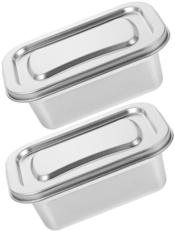 MUCKLILY 2 Recipientes de Acero Inoxidable para Almacenar Helado Gran Capacidad, Caja Moderna para Conservar Frescura en Congelador y Cocina