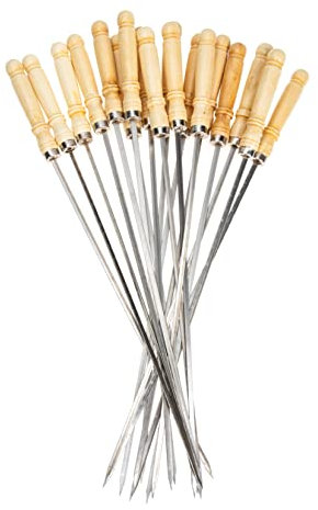 JOINPAYA 18pezzi Spiedini in Acciaio Resistenti Manico in Legno Bastoncini Per Barbecue Per Verdure Frutta e Arrosti Di Carne
