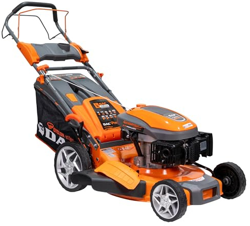 RURIS Tondeuse à Gazon Thermique Autotractée DAC 150XLS – Moteur 5 CV 173 CC, Largeur de Coupe 502 mm, Bac 55L, 5 Fonctions (Ramassage, Éjection, Mulching, Lavage), Orange