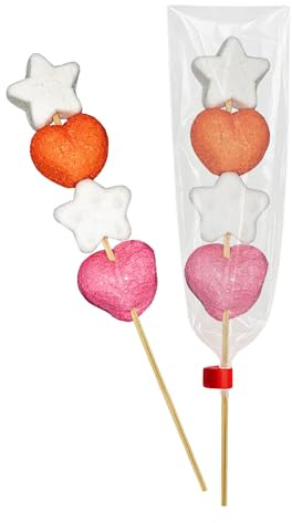 Chalando Spiedini Marshmallow Stelle e Cuori 12 Pezzi, Spiedini Dolci Colorati con Caramelle Morbide, Idea Golosa per Compleanni, Eventi Speciali, Regali e Allestimenti Feste a Tema (Stella e Cuori)