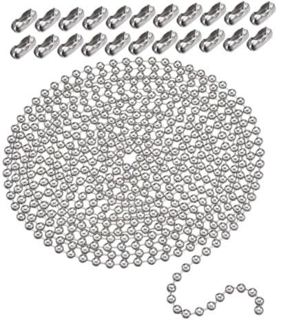 OSALADI Catenina in Acciaio Inox con Maglie Perline e Connettori Catena per Collane Portachiavi e Targhette Identificative Materiale Resistente e Design Elegante