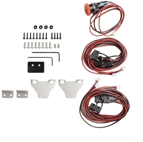 RichVibe CNC Limit Switch Kit with Stop Button for 3018 PRO 3018 Max 3020 Engraving Machine 6pcs 2Pin 80cm Cable Black Red Plastic