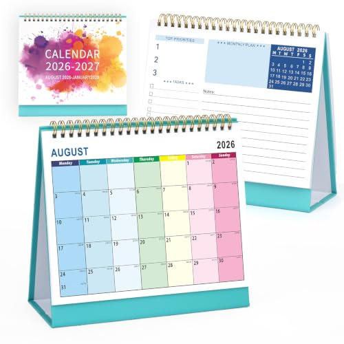 Tischkalender 2026 2027, Kalender 2026, 18 Monats Stehkalender | Tischquerkalender zum Aufstellen von Aug. 2026 -Jan. 2028, Küchenkalender, Kalender Tisch Quer Monatskalender für Büro Schule