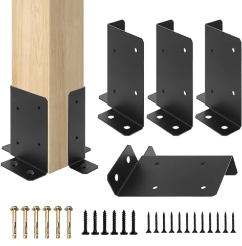 Nudorpn Support De Poteau Pour Terrasse | Support pour Poteaux de Clôture en Bois,Montage sur Béton pour Pergola Terrasse Clôture Balcon