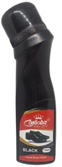 Carnoba Shoe Shine Polish 75 mL Black + Quick Shine Sponge 0.2 Fl oz | Solvent-Free Leather Shoe Care Kit