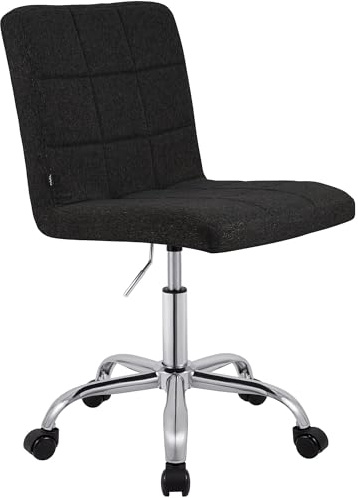 CLP Arbeitshocker höhenverstellbar mit Lehne und Rollen Darfield, Arbeitsstuhl ergonomisch 360° drehbar, Kosmetikstuhl bis 150 kg belastbar, Farbe:dunkelgrau, Material:Stoff