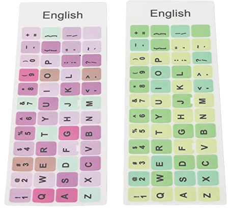 Cryfokt English Keyboard Stickers PVC Material Keycaps Stickers for Computer Laptop Keyboards, 2pcs Replacement (C)
