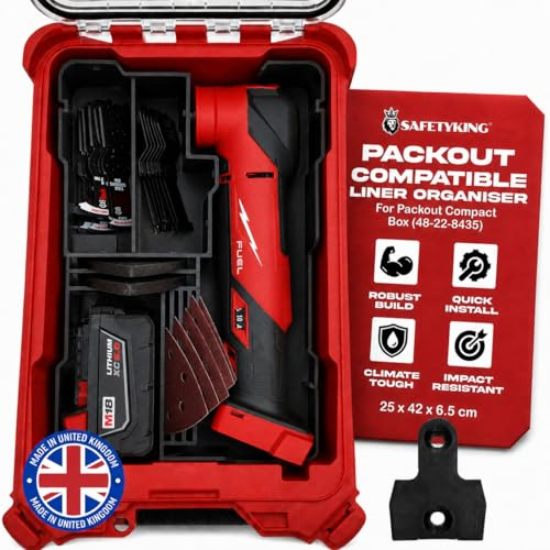 Milwaukee Packout Compatible Liner Organiser for Packout Compact Box (48-22-8435) – Precision Rigid Insert for M18 Multitool Organizer (Insert Only, Tools & Box Not Included)
